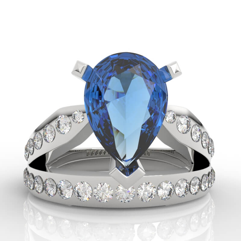 1ct Pear-shaped diamond engagement ring model EG-PV-PE-FS-0001