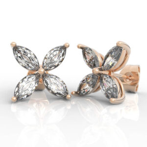 Floral Diamond Stud Earrings 3D models ER-PV-MQ-FL-0001