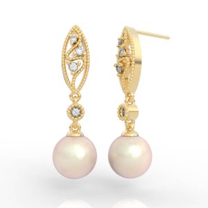 Diamond Pearl Drop Earrings model ER-SP-PL-FS-0002