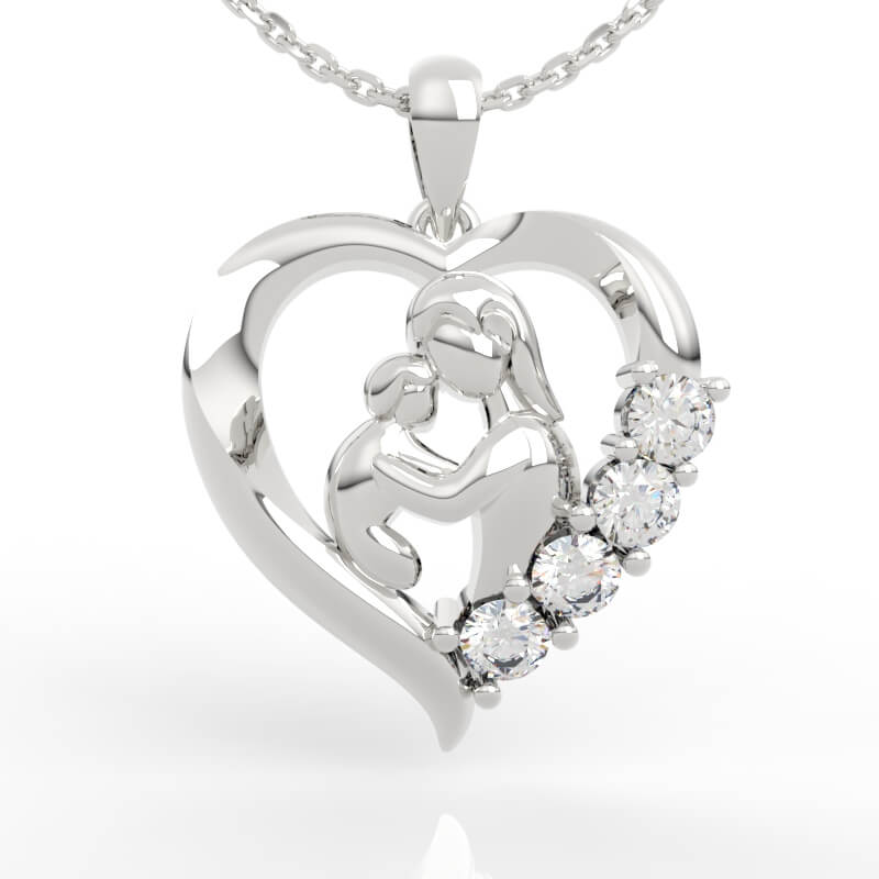 Mother and child heart pendant jewelry model PD-SP-RO-HS-0005