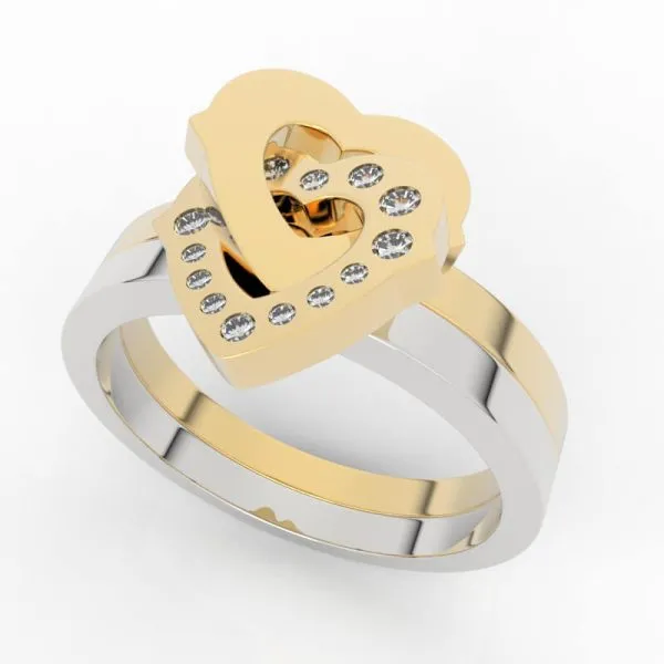 Sp Gold Rings Create Unique Tri-Color Gold Heart Ring Models