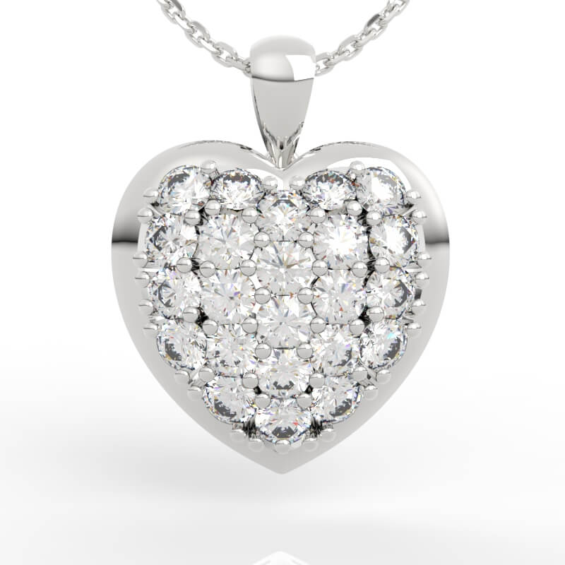 diamond necklace with heart jewelry model PD-PV-RO-HS-0001