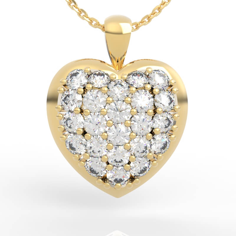 diamond necklace with heart jewelry model PD-PV-RO-HS-0001