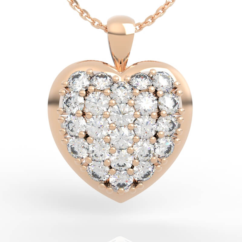 diamond necklace with heart jewelry model PD-PV-RO-HS-0001
