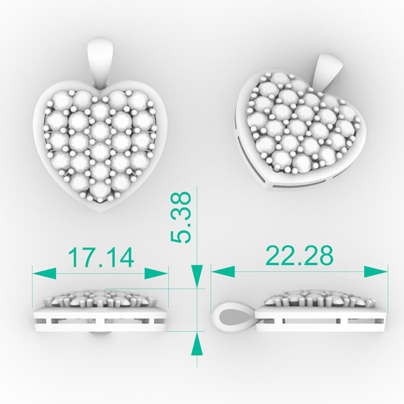 diamond necklace with heart jewelry model PD-PV-RO-HS-0001