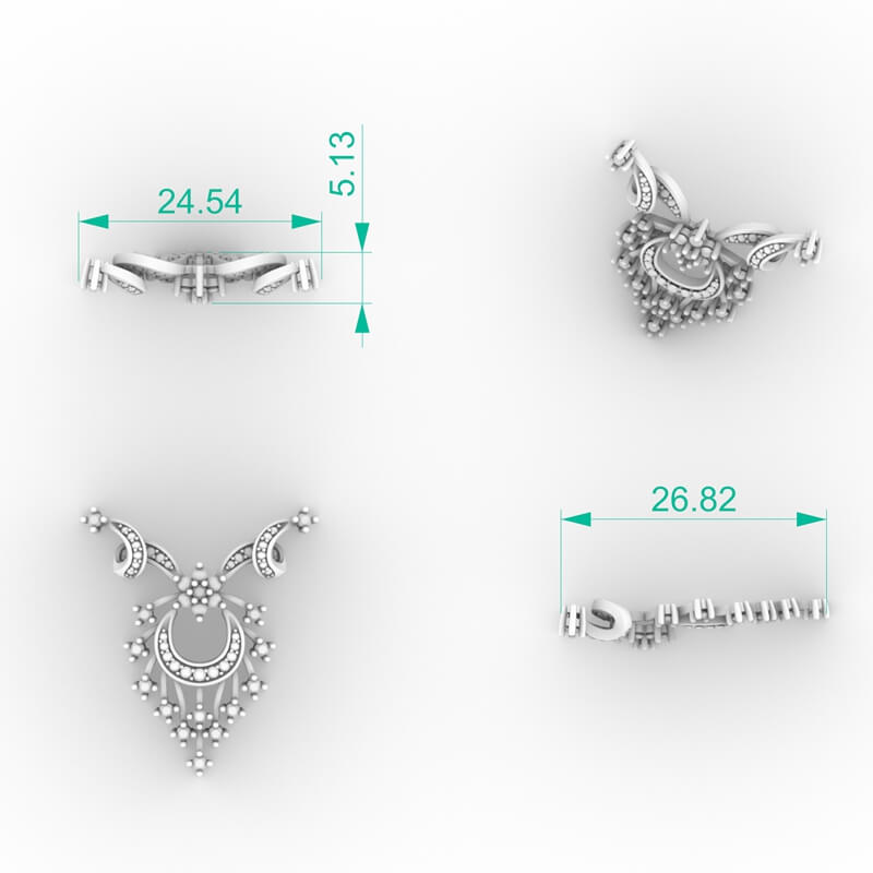 Floral Diamond Pendant Necklace 3d model file PD-PV-RO-FL-0005