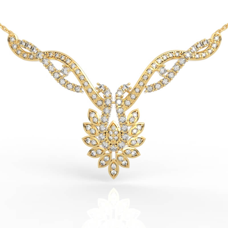Floral V-Shape Diamond Pendant Jewelry 3D Model PD-PV-RO-FL-0008
