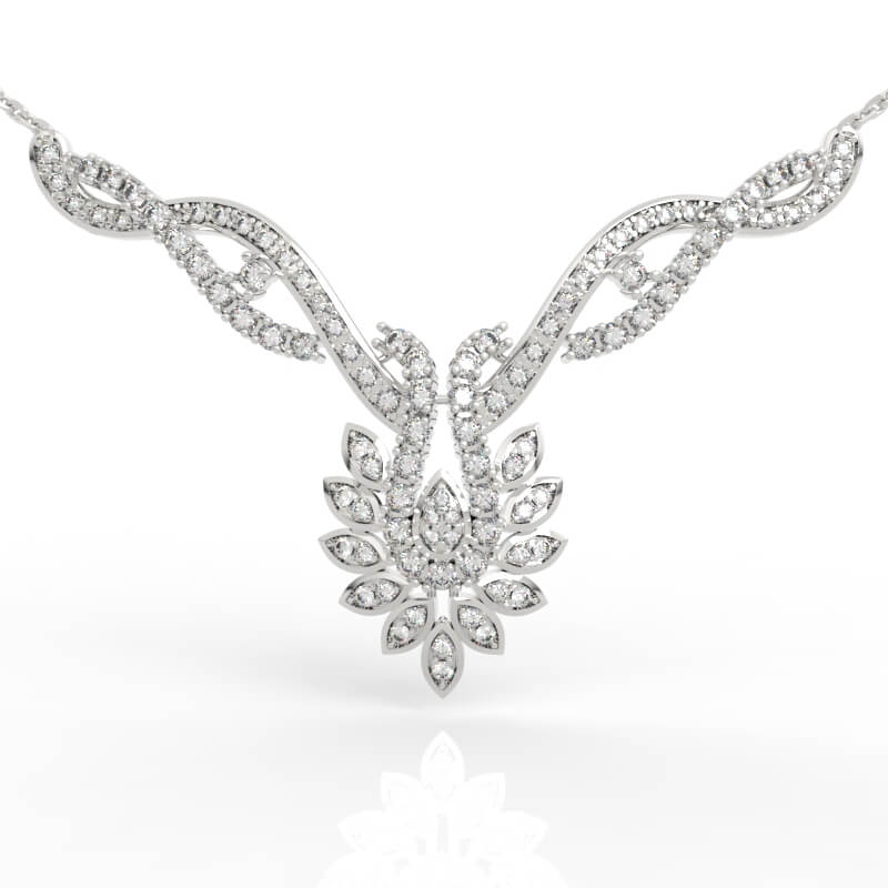 Floral V-Shape Diamond Pendant Jewelry 3D Model PD-PV-RO-FL-0008