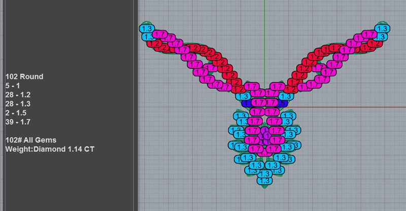 Floral V-Shape Diamond Pendant Jewelry 3D Model PD-PV-RO-FL-0008