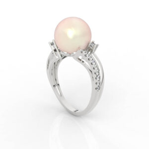 Stunning 10.5mm engagement ring pearl diamond 3d model file