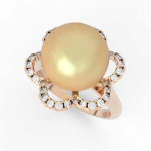 9.5mm pearl and diamond flower ring model RG-SP-PL-FL-0002