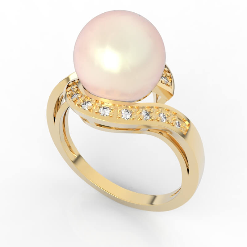 Exquisite 9.5mm pearl proposal ring 3d model for Designers - Image 3