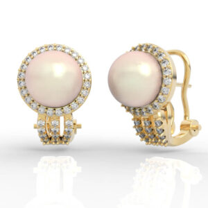 9mm Pearl Diamond Earrings 3d jewelry model ER-PV-PL-FS-0004