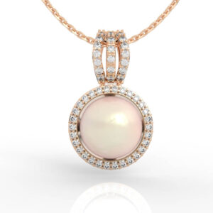 Diamond Halo Pearl Pendant Necklace Model Stl PD-PV-PL-FS-0007