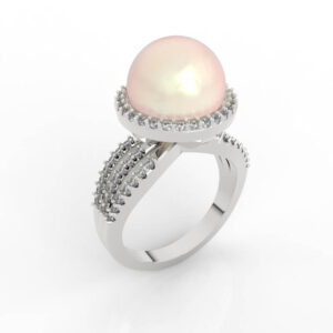 Diamond halo Pearl engagement Ring model file RG-PV-PL-FS-0002