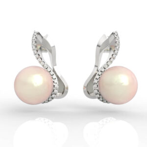 11mm pearl and diamond stud earrings model ER-SP-PL-FS-0004