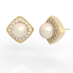 8mm Pearl Diamond Halo Earrings ER-PV-PL-FS-0006