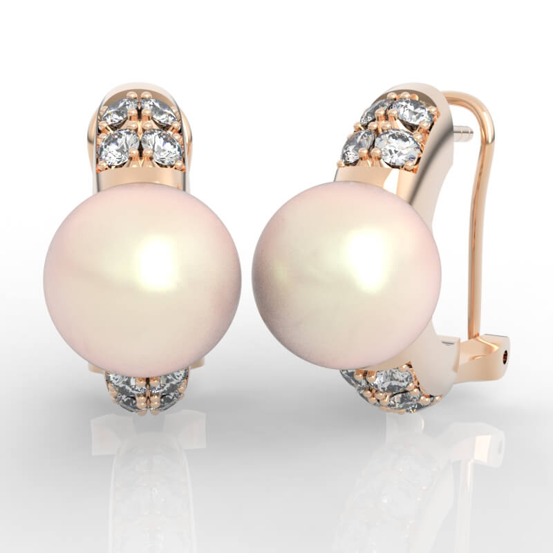 8mm Pearl Diamond Stud Earrings Model File ER-PV-PL-FS-0008