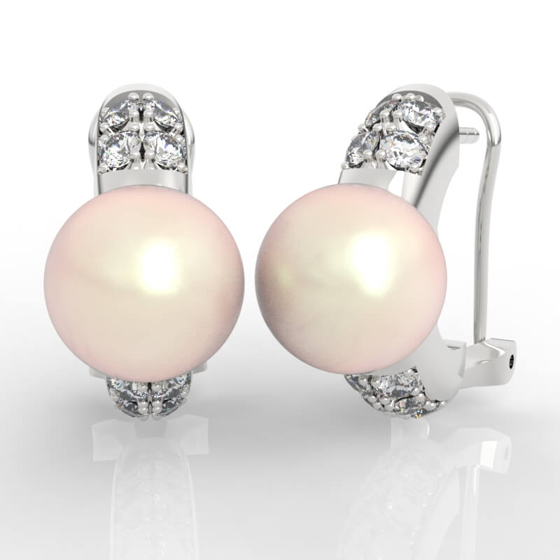 8mm Pearl Diamond Stud Earrings Model File ER-PV-PL-FS-0008