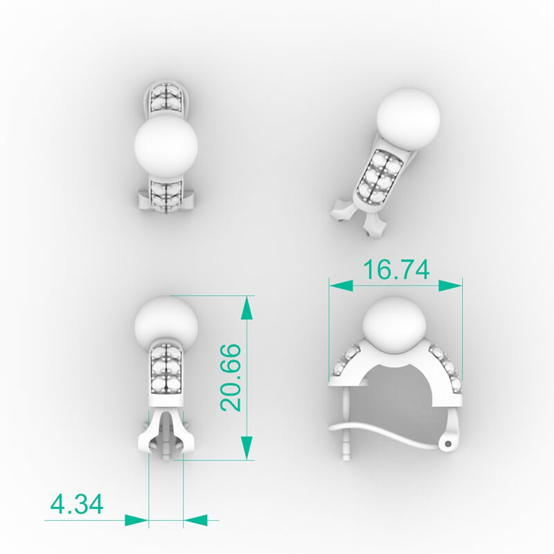 8mm Pearl Diamond Stud Earrings Model File ER-PV-PL-FS-0008