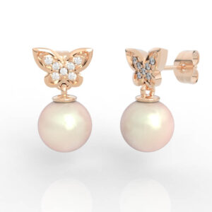 Butterfly Pearl Earrings 3D Jewelry Model File STL ER-PV-PL-AN-0001