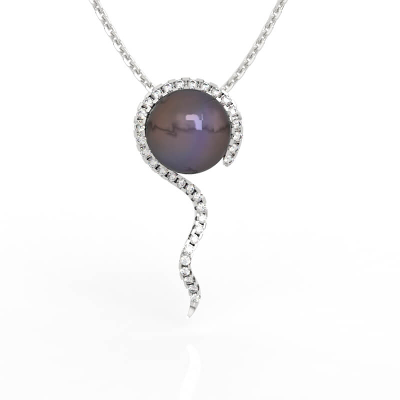 Diamond Accent Pearl Necklace 3D Model File STl PD-PV-PL-FS-0012