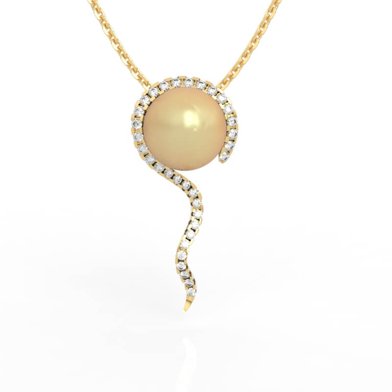 Diamond Accent Pearl Necklace 3D Model File STl PD-PV-PL-FS-0012