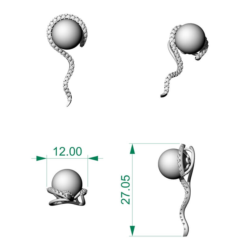 Diamond Accent Pearl Necklace 3D Model File STl PD-PV-PL-FS-0012