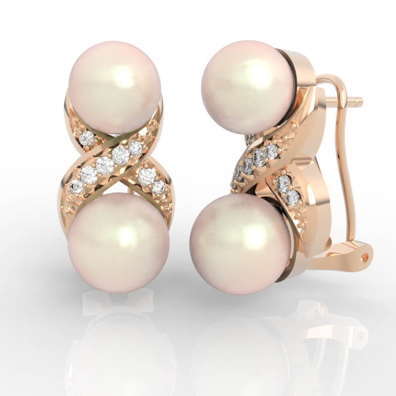 Double Pearl Diamond Earrings 3D Jewelry Model File ER-PV-PL-FS-0007