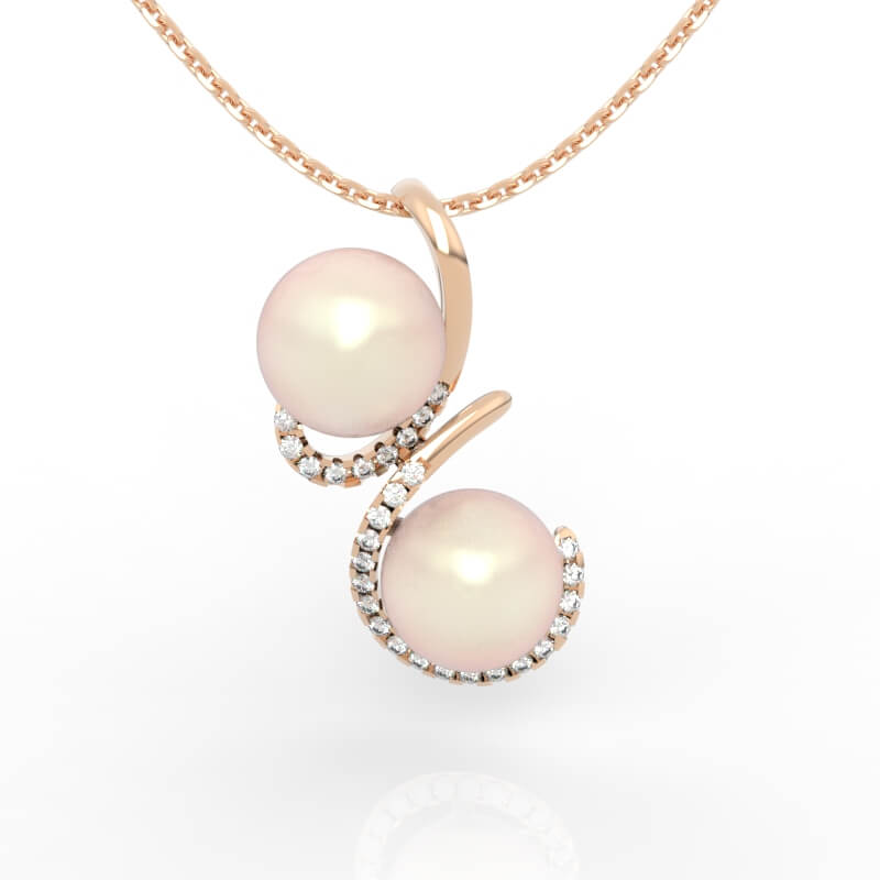 Double Pearl Pendant 3d Jewelry Model PD-PV-PL-FS-0011