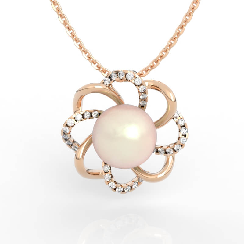 Flower Pearl Pendant 3D Jewelry Model File PD-SP-PL-FL-0002