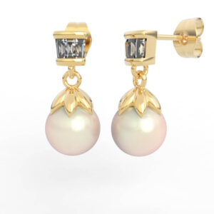 Tapered Baguette Diamond Pearl Earrings 3D Jewelry Model ER-SP-PL-TB-0001