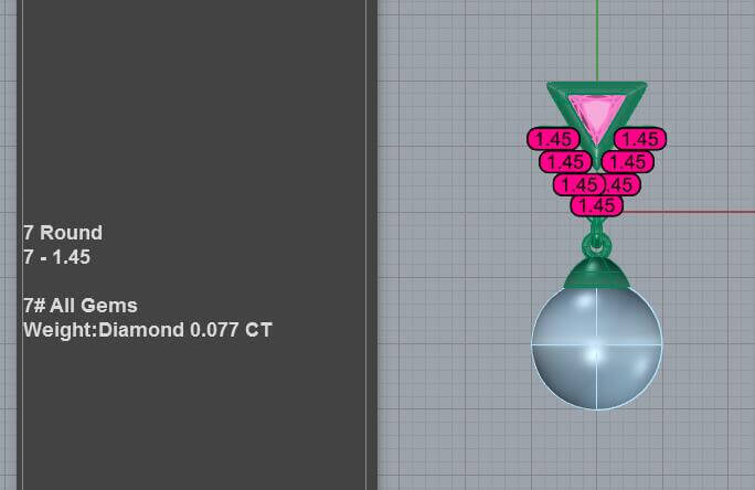 Triangle Diamond Pearl Earrings 3D Jewelry Model ER-PV-PL-TR-0001