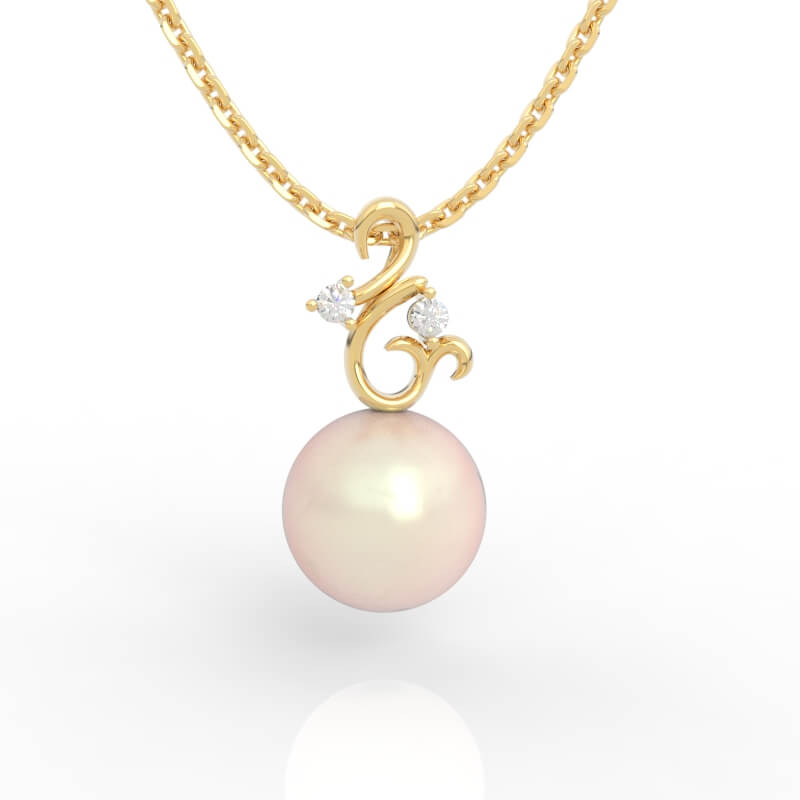pearl and diamond pendant 3d jewelry model file stl PD-SP-PL-FS-0007