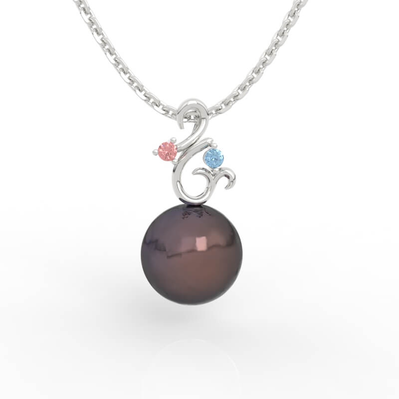 pearl and diamond pendant 3d jewelry model file stl PD-SP-PL-FS-0007