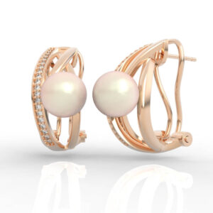 stud pearl earrings with diamond 3d jewelry model ER-SP-PL-FS-0007
