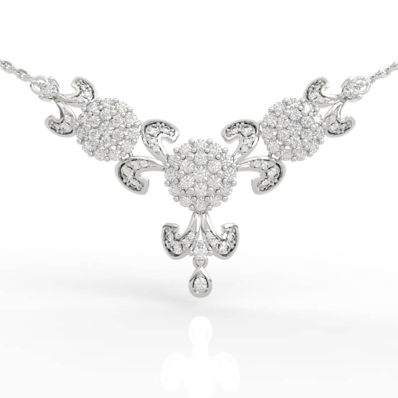 Baroque Style Diamond Cluster Pendant 3D Model PD-PV-RO-FL-0012
