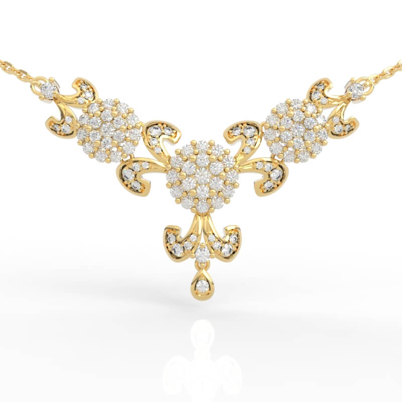 Baroque Style Diamond Cluster Pendant 3D Model PD-PV-RO-FL-0012
