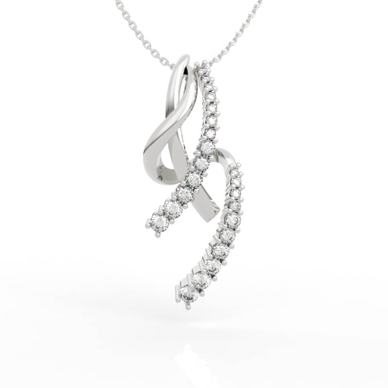 Curved Diamond Pendant Necklace 3D Model PD-SP-RO-FS-0008