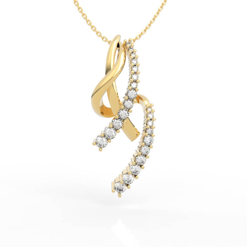 Curved Diamond Pendant Necklace 3D Model PD-SP-RO-FS-0008