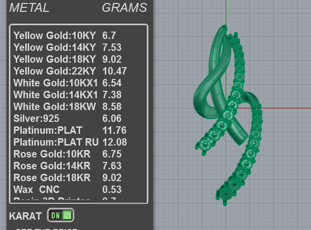 Curved Diamond Pendant Necklace 3D Model PD-SP-RO-FS-0008