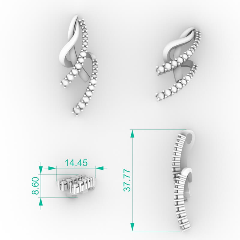Curved Diamond Pendant Necklace 3D Model PD-SP-RO-FS-0008
