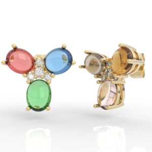 Colorful Gemstone Stud Earrings 3D Model ER-PV-PE-OV-0001