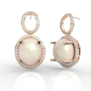Diamond Halo Pearl Studs Earrings Model ER-PV-PL-FS-0009