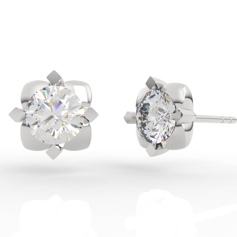 Four Prong Diamond Studs Earrings Model ER-SP-RO-FS-0006