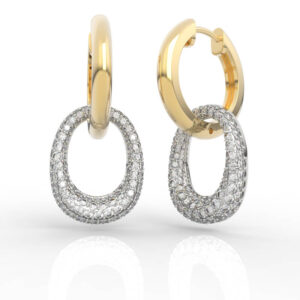 Pave Diamond Dangle Huggie Earrings Model ER-SP-RO-FS-0005