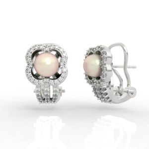Flower Pearl and Diamond Stud Earrings Model ER-PV-PL-FL-0004