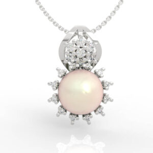 Halo Diamond Pearl Pendant Necklace Model PD-PV-PL-FS-0013