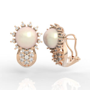 Halo Diamond Pearl Stud Earrings Model ER-PV-PL-FS-0010