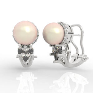 Pear Diamond Pearl Earrings 3D Model ER-PV-PL-PE-0001